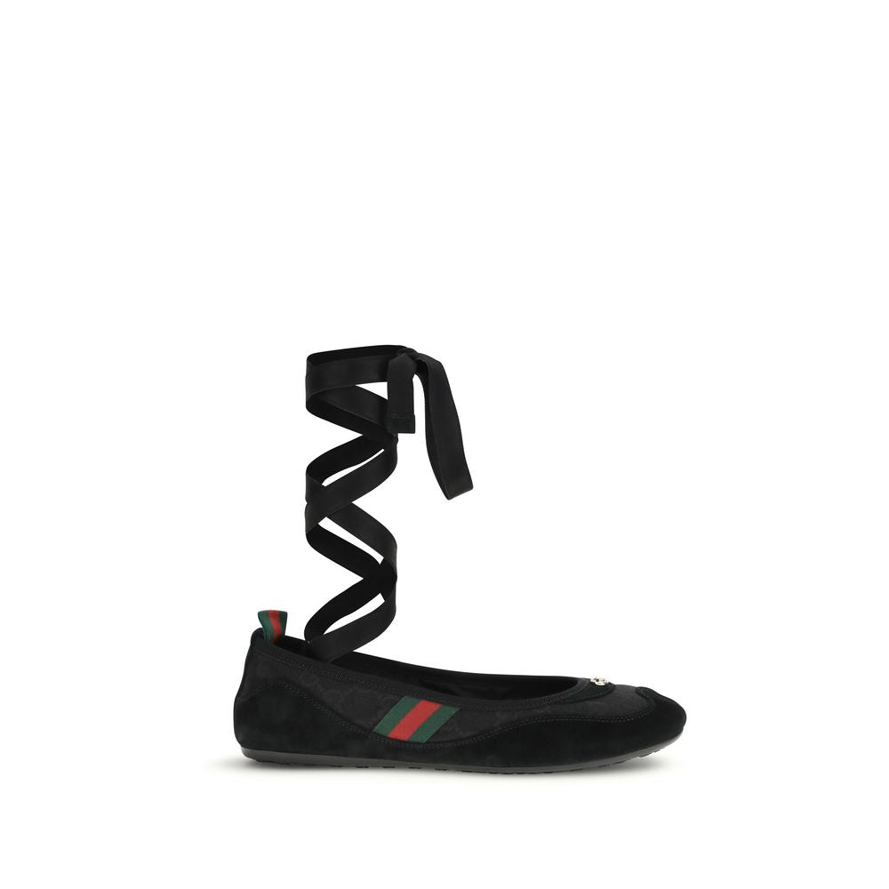 Gucci Schwarze Ballerinas aus Stoff-1