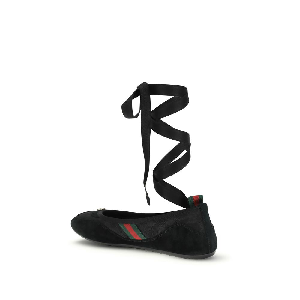 Gucci Schwarze Ballerinas aus Stoff-3