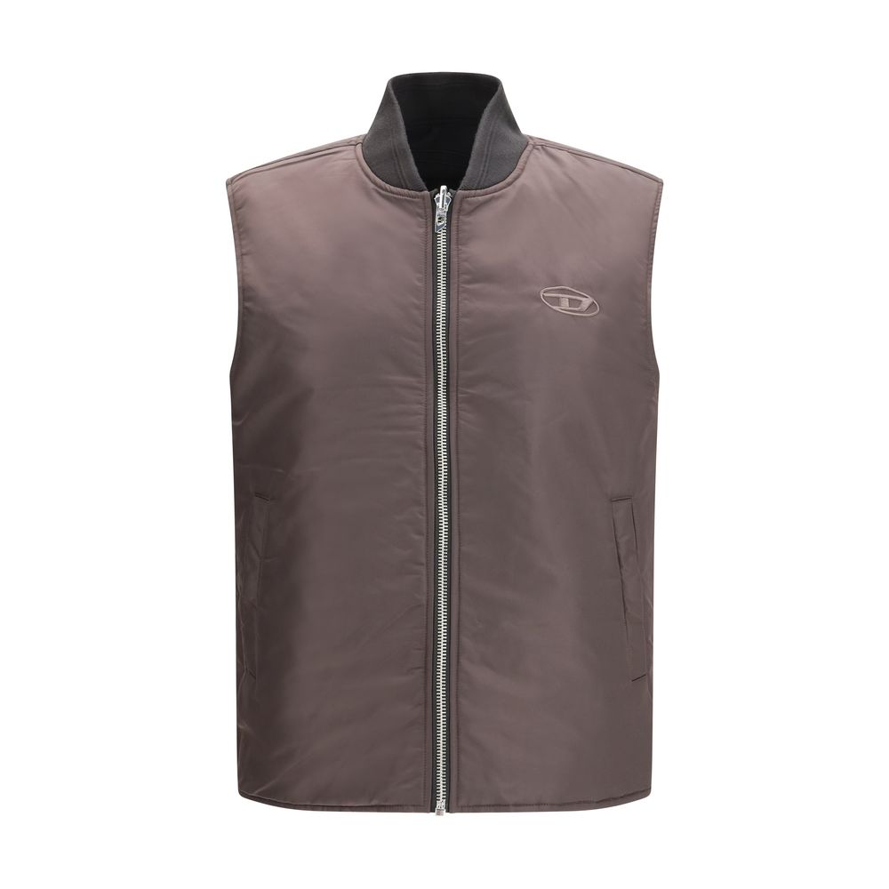 Diesel Brown Polyamide Sleeveless Jacket-2