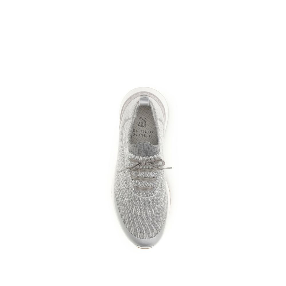 Brunello Cucinelli Graue Sneaker aus Baumwolle im Athletic-Stil-4