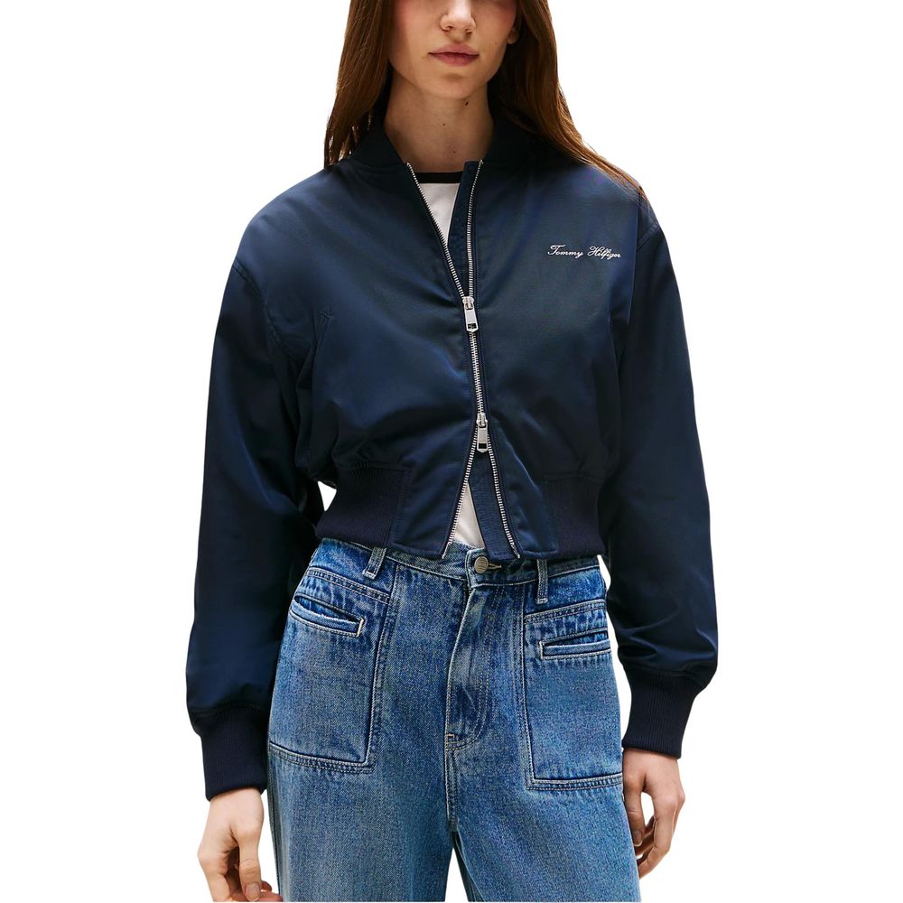 Tommy Hilfiger Blaue Bomberjacke aus recyceltem Polyester