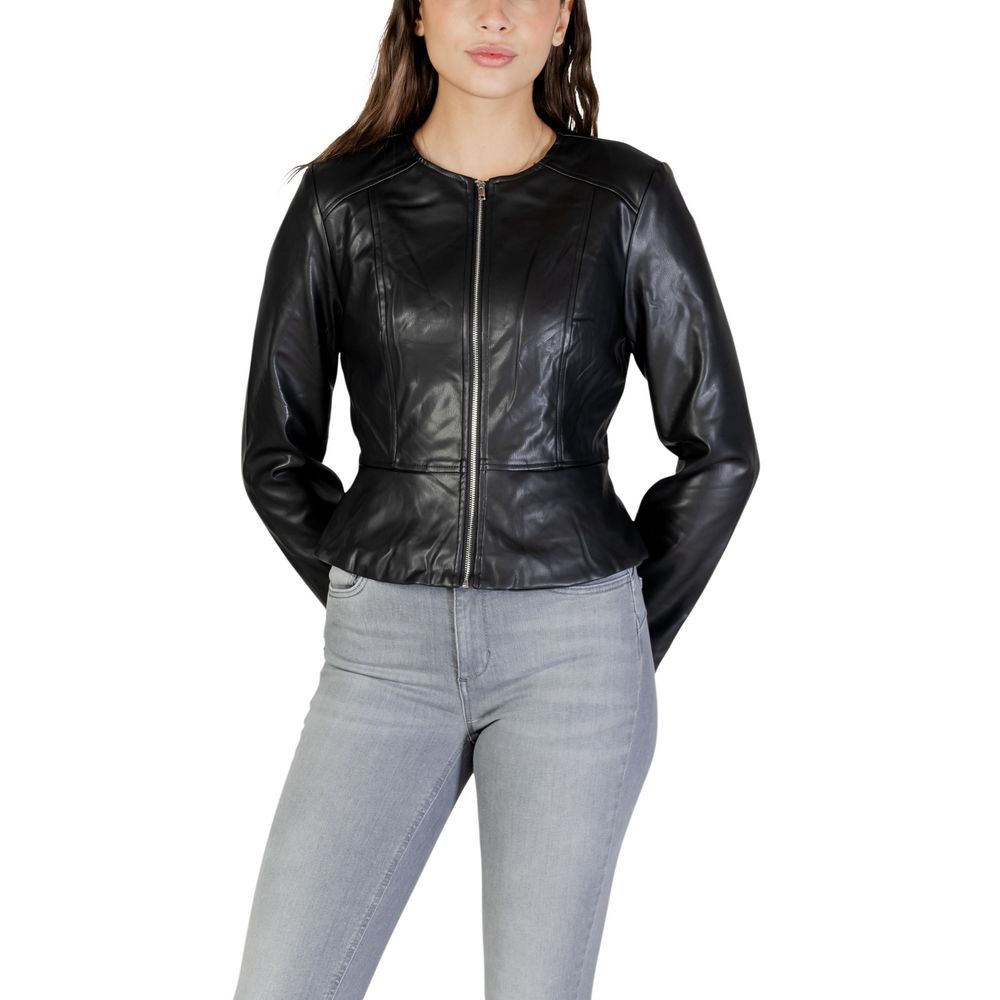 Jacqueline De Yong Schwarze Lederjacke
