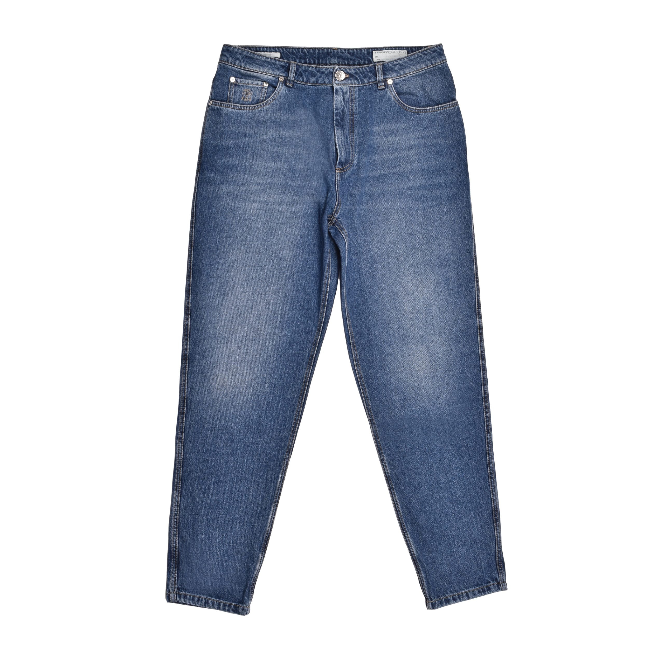 Brunello Cucinelli Blaue Jeans aus Baumwolle im Relaxed Fit