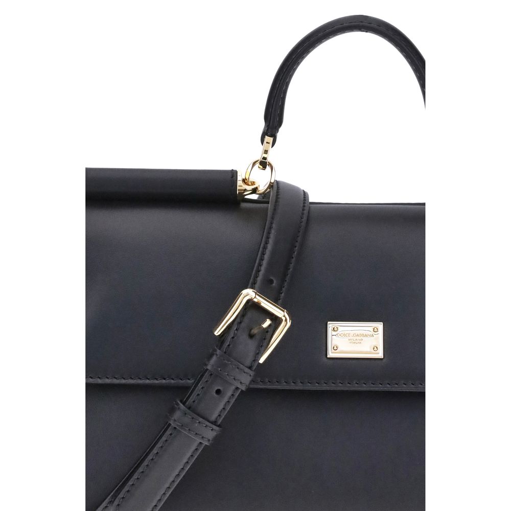 Dolce & Gabbana Schwarze Kalbsleder Bos Taurus Umhängetasche-4