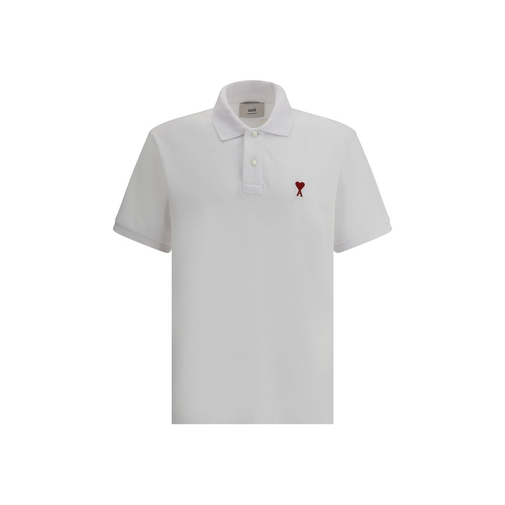 Ami Paris Weißes Baumwoll-Poloshirt