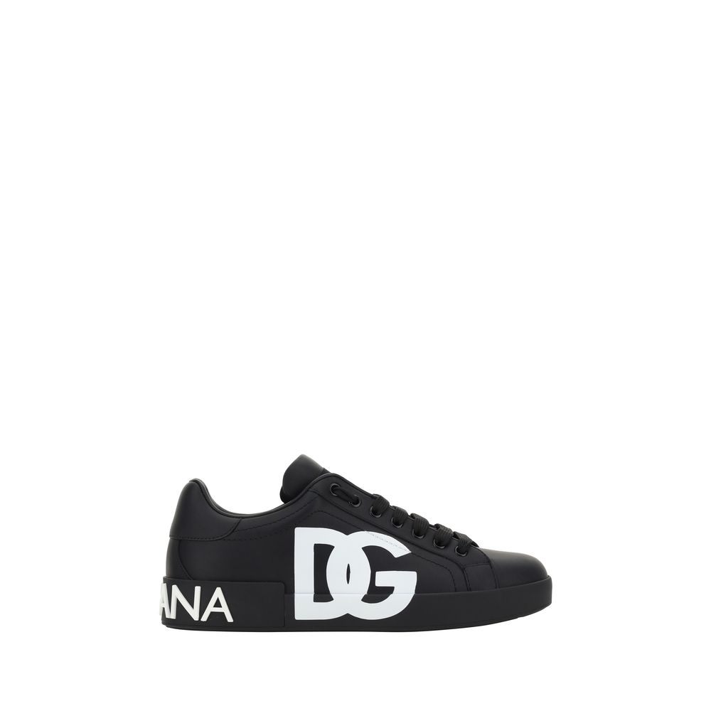 Dolce & Gabbana Schwarze Bos Taurus Kalbsleder Low-Top-Sneaker-1