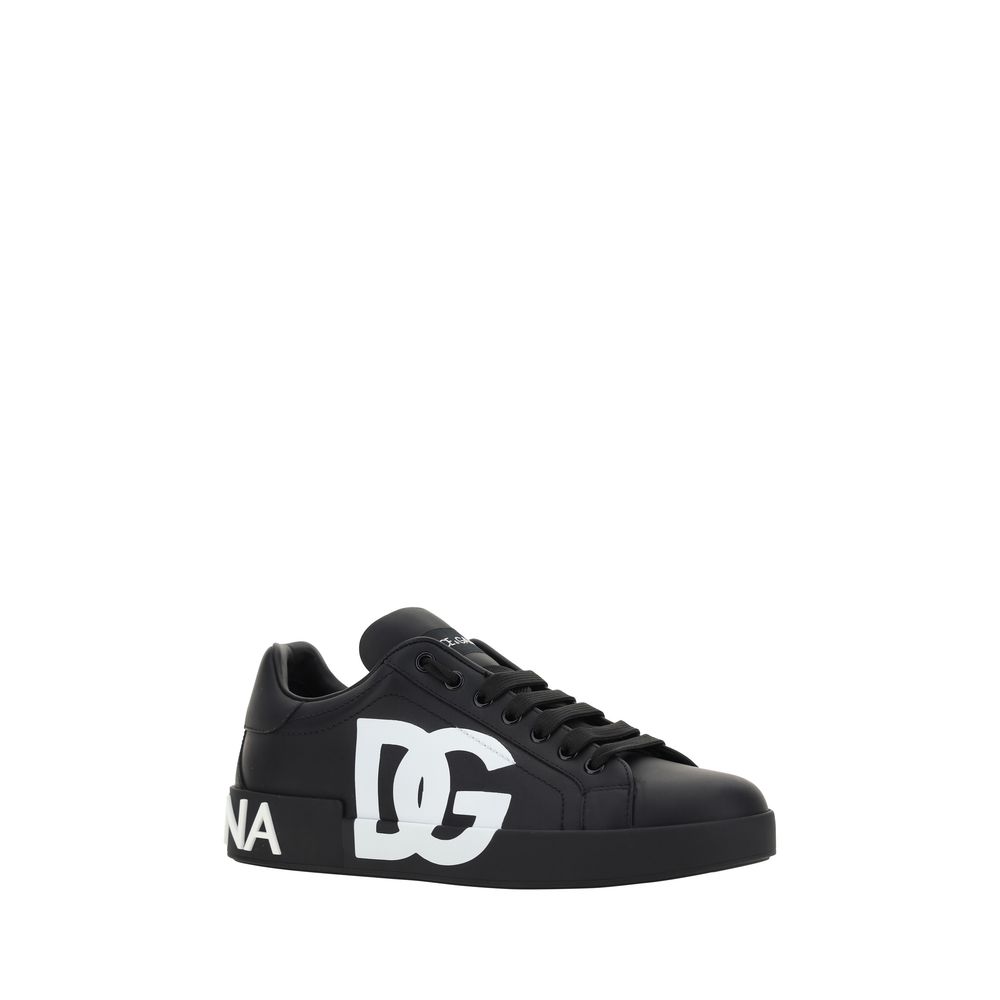 Dolce & Gabbana Schwarze Bos Taurus Kalbsleder Low-Top-Sneaker-2