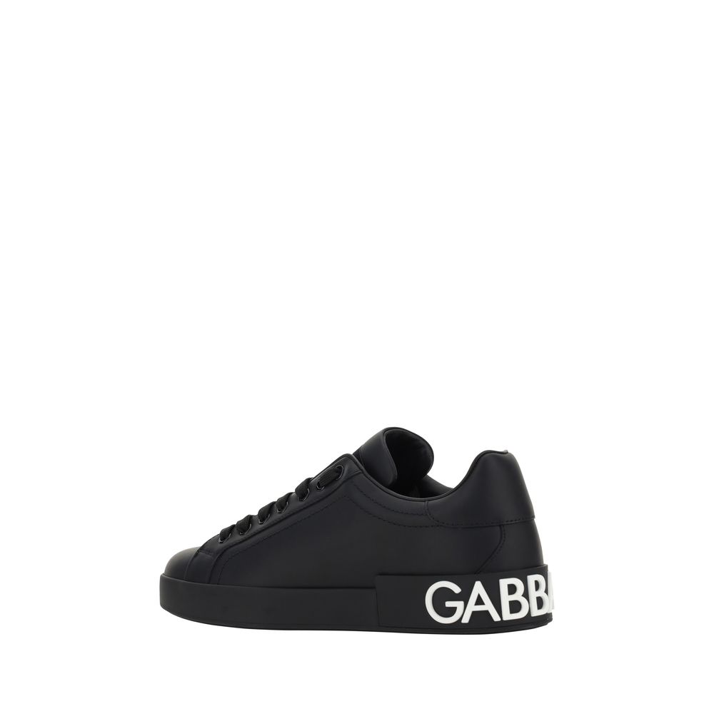 Dolce & Gabbana Schwarze Bos Taurus Kalbsleder Low-Top-Sneaker-3