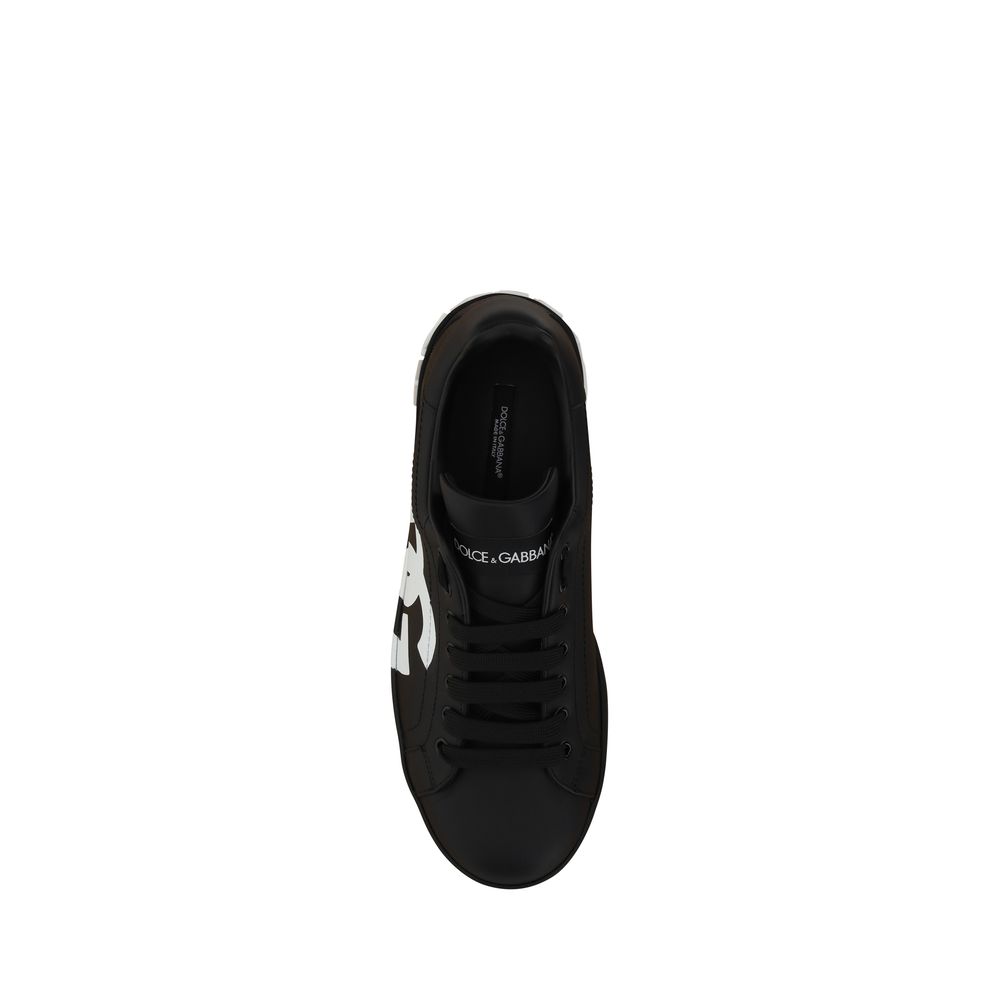 Dolce & Gabbana Schwarze Bos Taurus Kalbsleder Low-Top-Sneaker-4