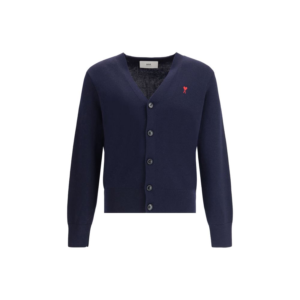 Ami Paris Blauer Wollcardigan Oves Aries-1