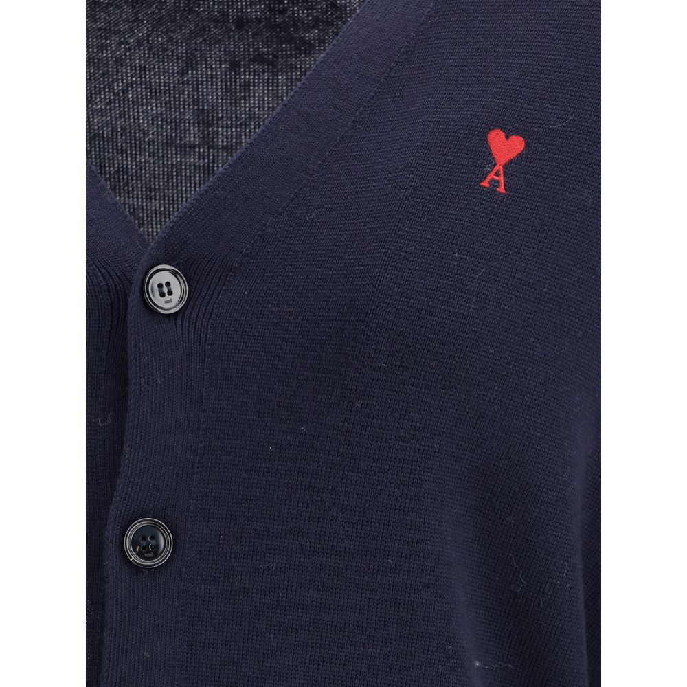 Ami Paris Blauer Wollcardigan Oves Aries-3