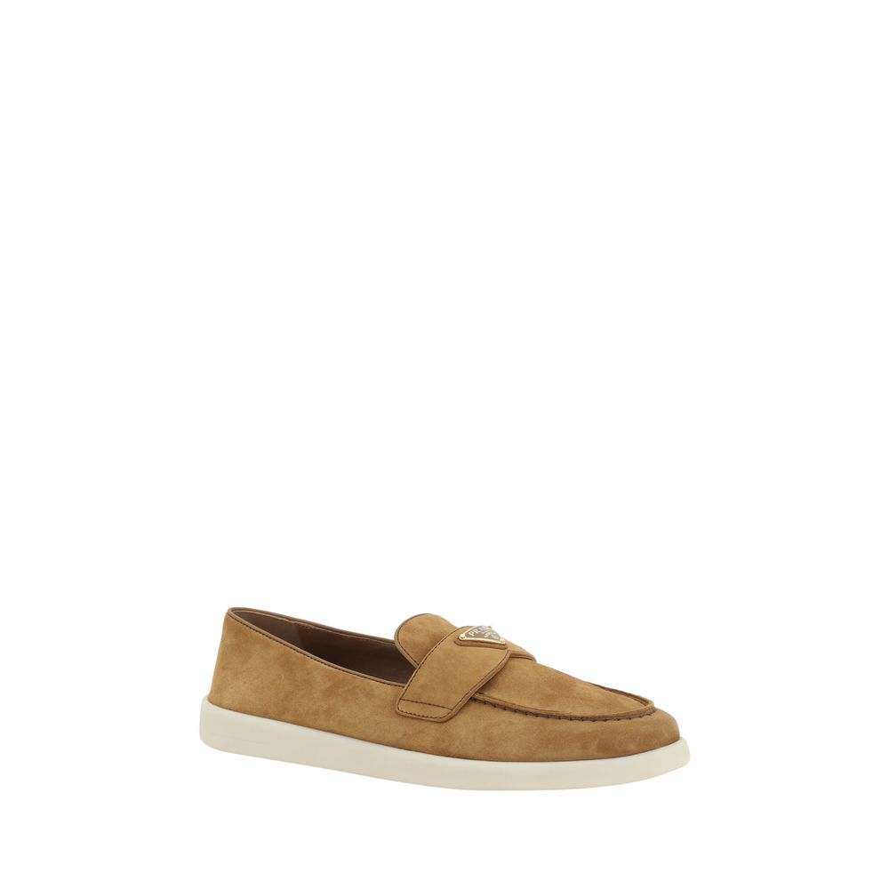Prada Brown Calfskin Bos Taurus Slip-On Loafers-2