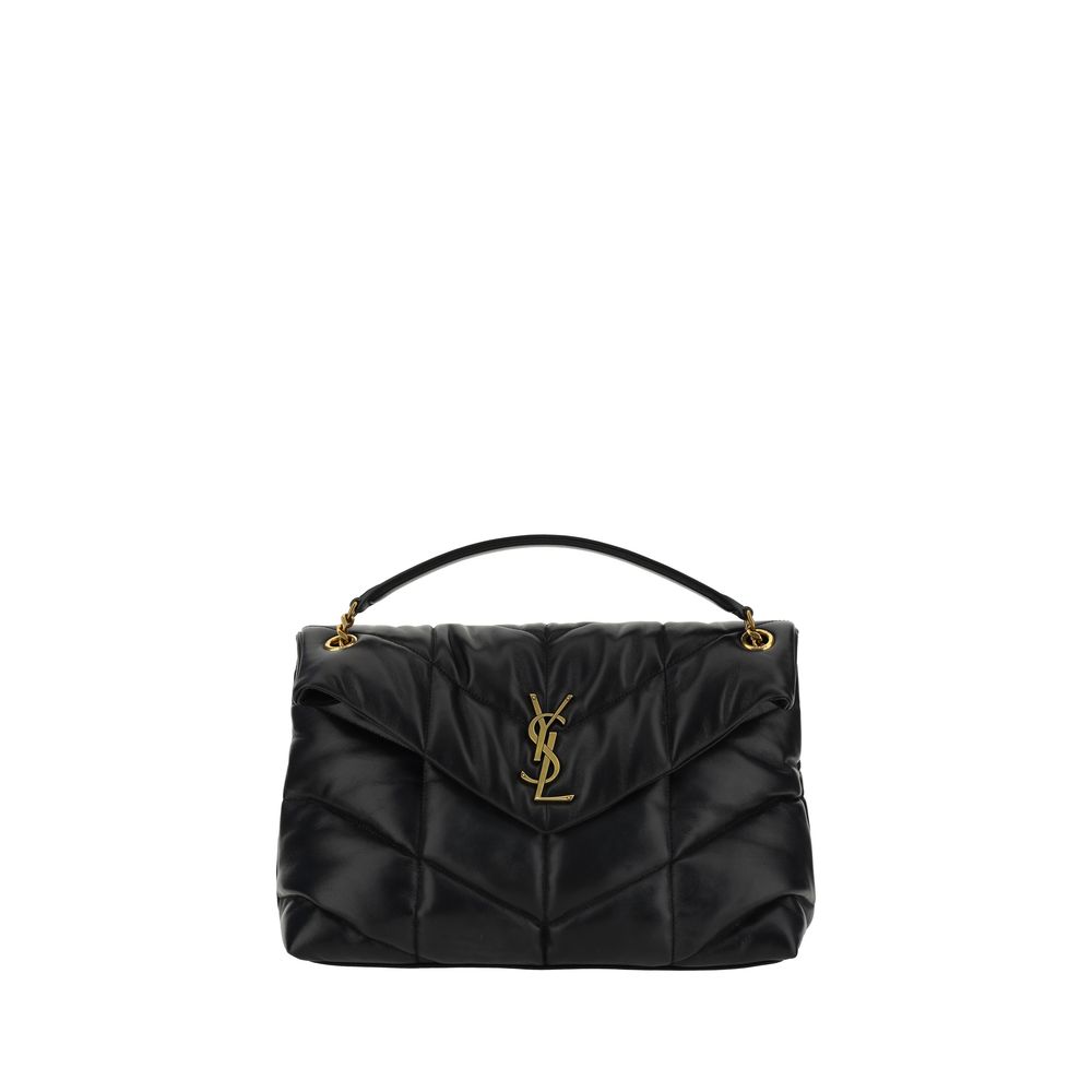 Saint Laurent Schwarze Lammleder-Schultertasche-1