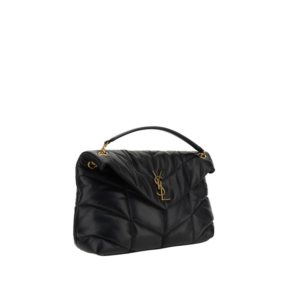 Saint Laurent Schwarze Lammleder-Schultertasche-2