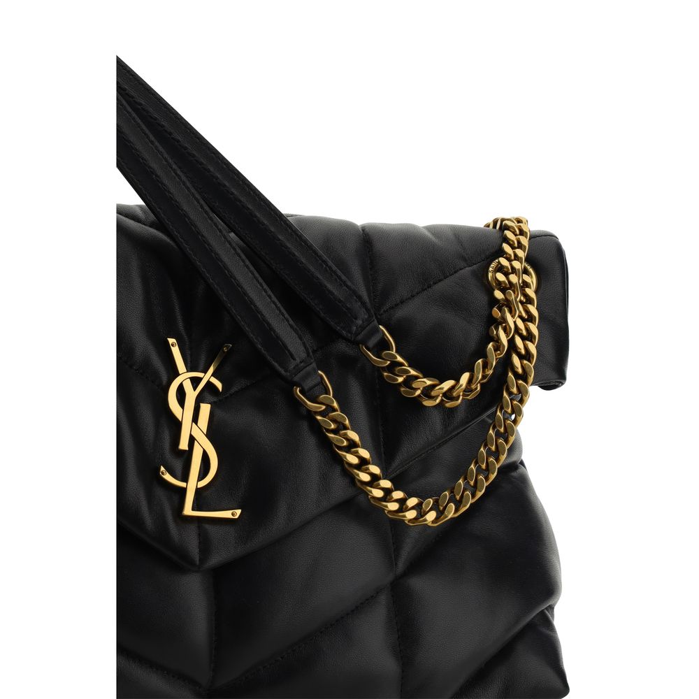 Saint Laurent Schwarze Lammleder-Schultertasche-4