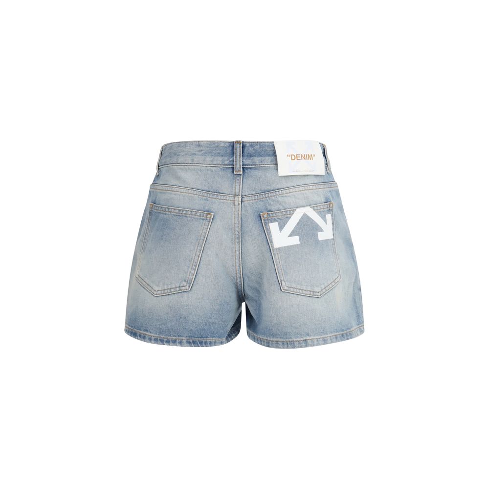 Off-White Blaue Baumwoll-Bermudashorts-2