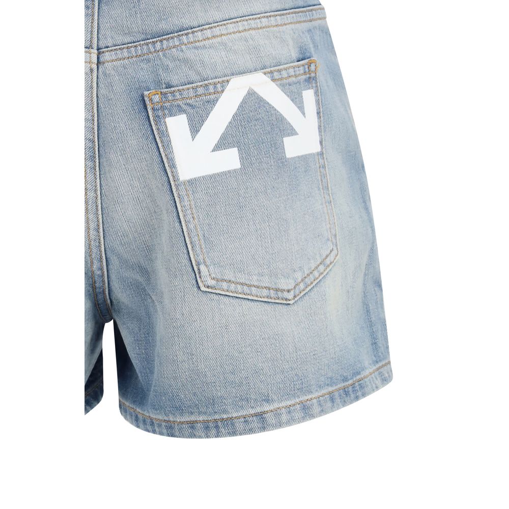 Off-White Blaue Baumwoll-Bermudashorts-3
