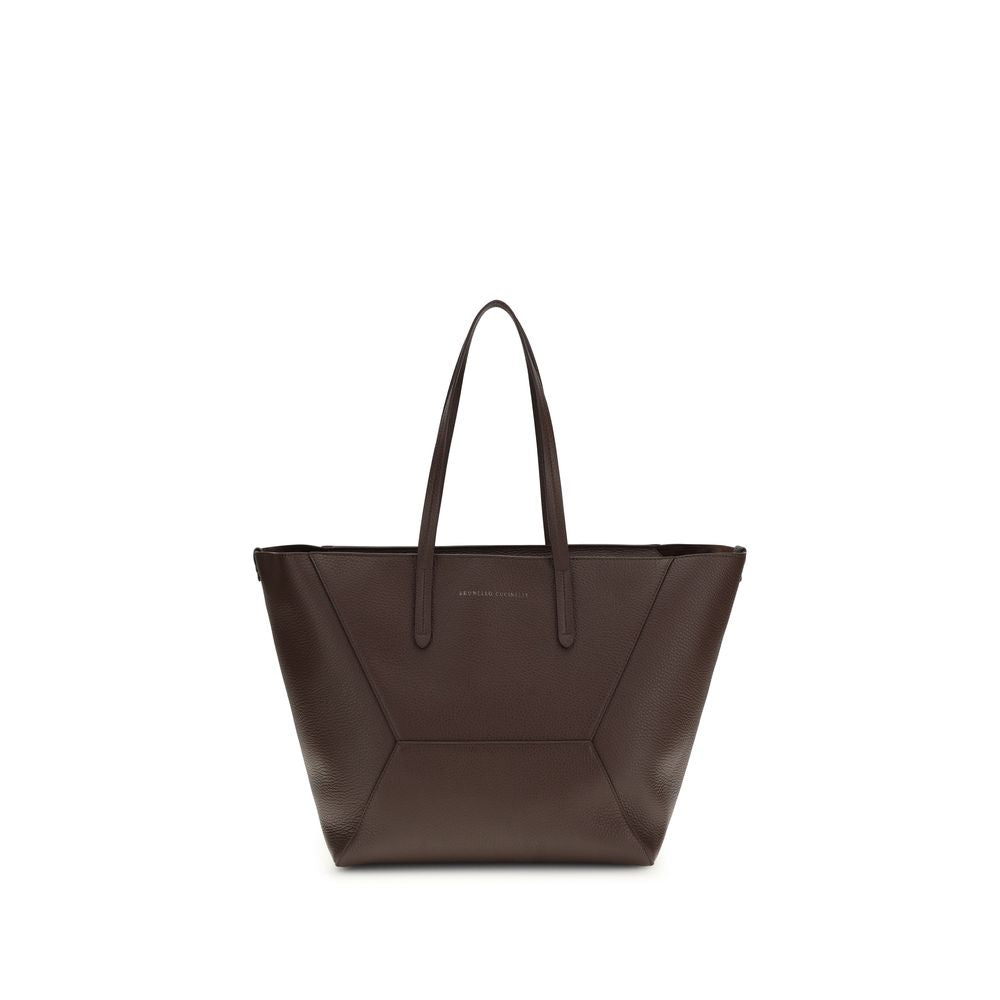 Brunello Cucinelli Braune Kalbsleder Bos Taurus Schultertasche-1