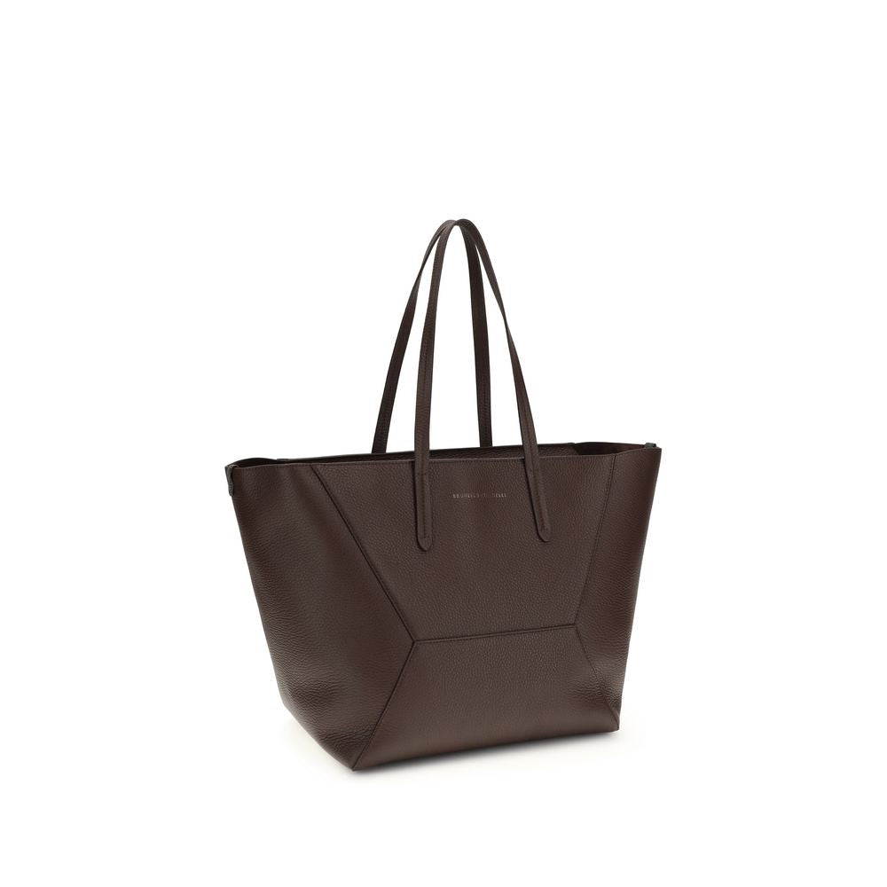 Brunello Cucinelli Braune Kalbsleder Bos Taurus Schultertasche-2