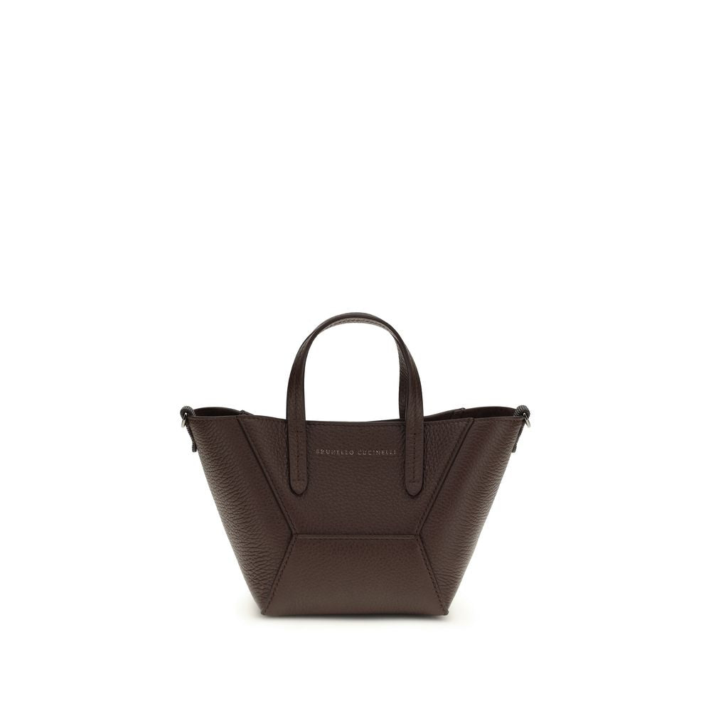 Brunello Cucinelli Schultertasche Bos Taurus aus bordeauxrotem Kalbsleder-1