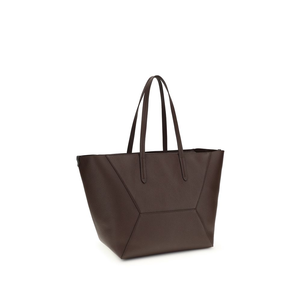 Brunello Cucinelli Braune Kalbsleder Bos Taurus Schultertasche-3