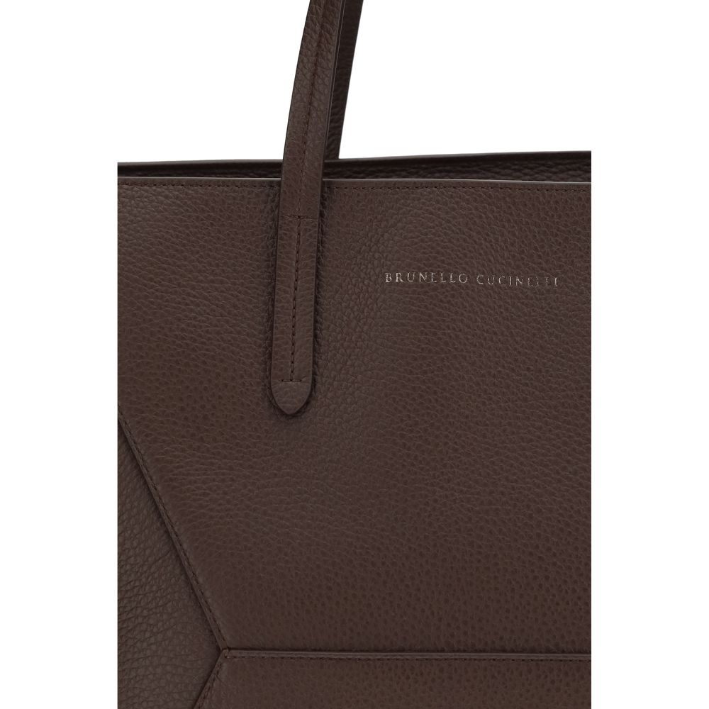 Brunello Cucinelli Braune Kalbsleder Bos Taurus Schultertasche-4