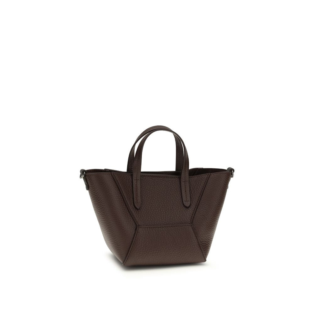Brunello Cucinelli Schultertasche Bos Taurus aus bordeauxrotem Kalbsleder-3