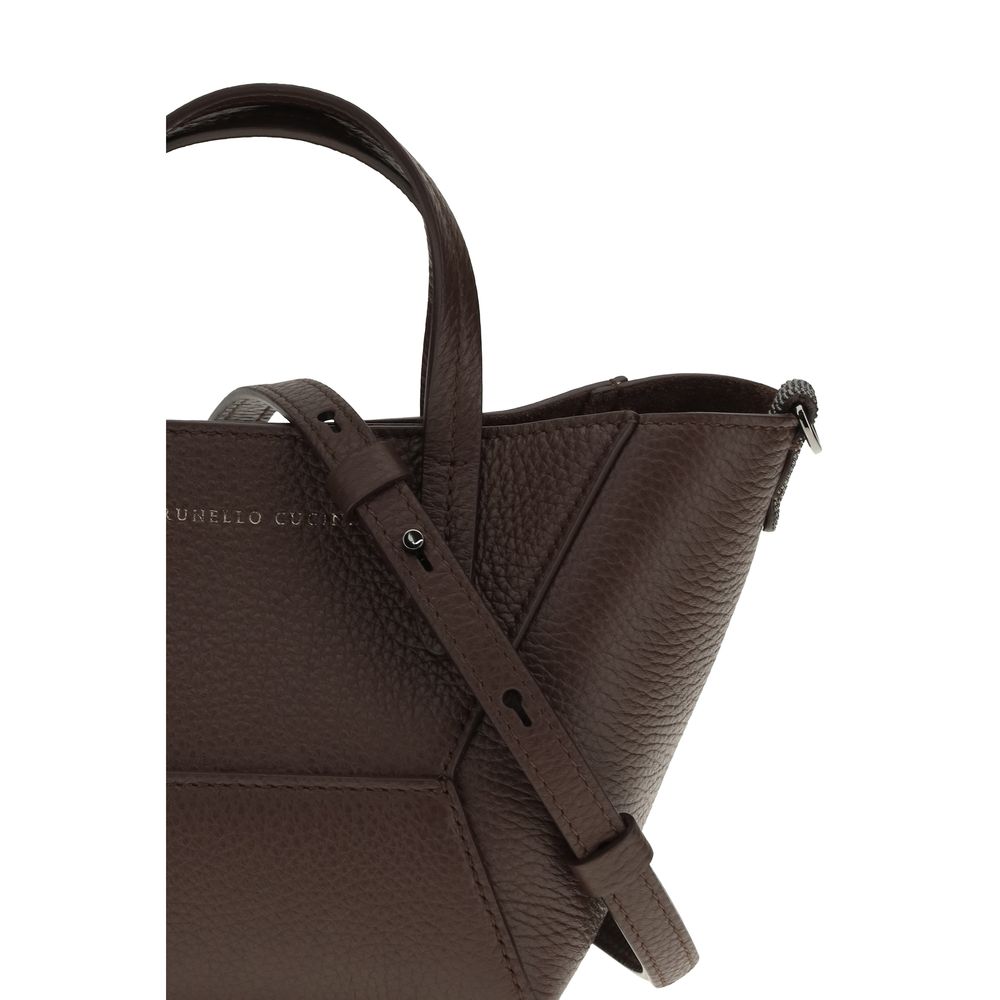 Brunello Cucinelli Schultertasche Bos Taurus aus bordeauxrotem Kalbsleder-4