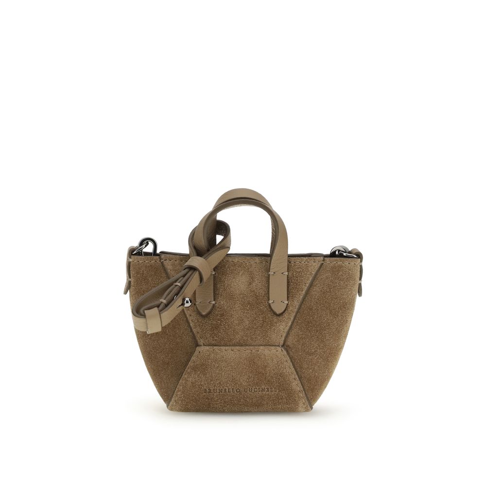 Brunello Cucinelli Braune Kalbsleder Bos Taurus Schultertasche-1