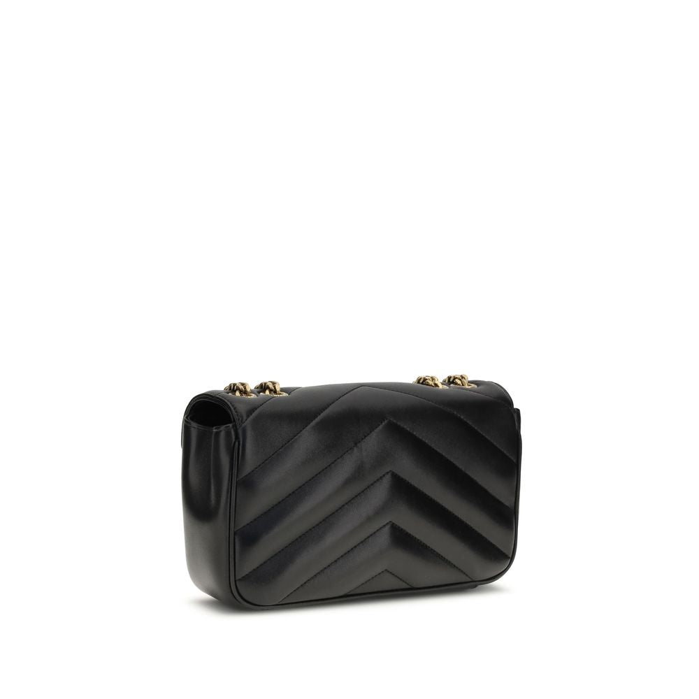 Saint Laurent Schwarze Lammleder Schultertasche Ovis Aries Aries-3
