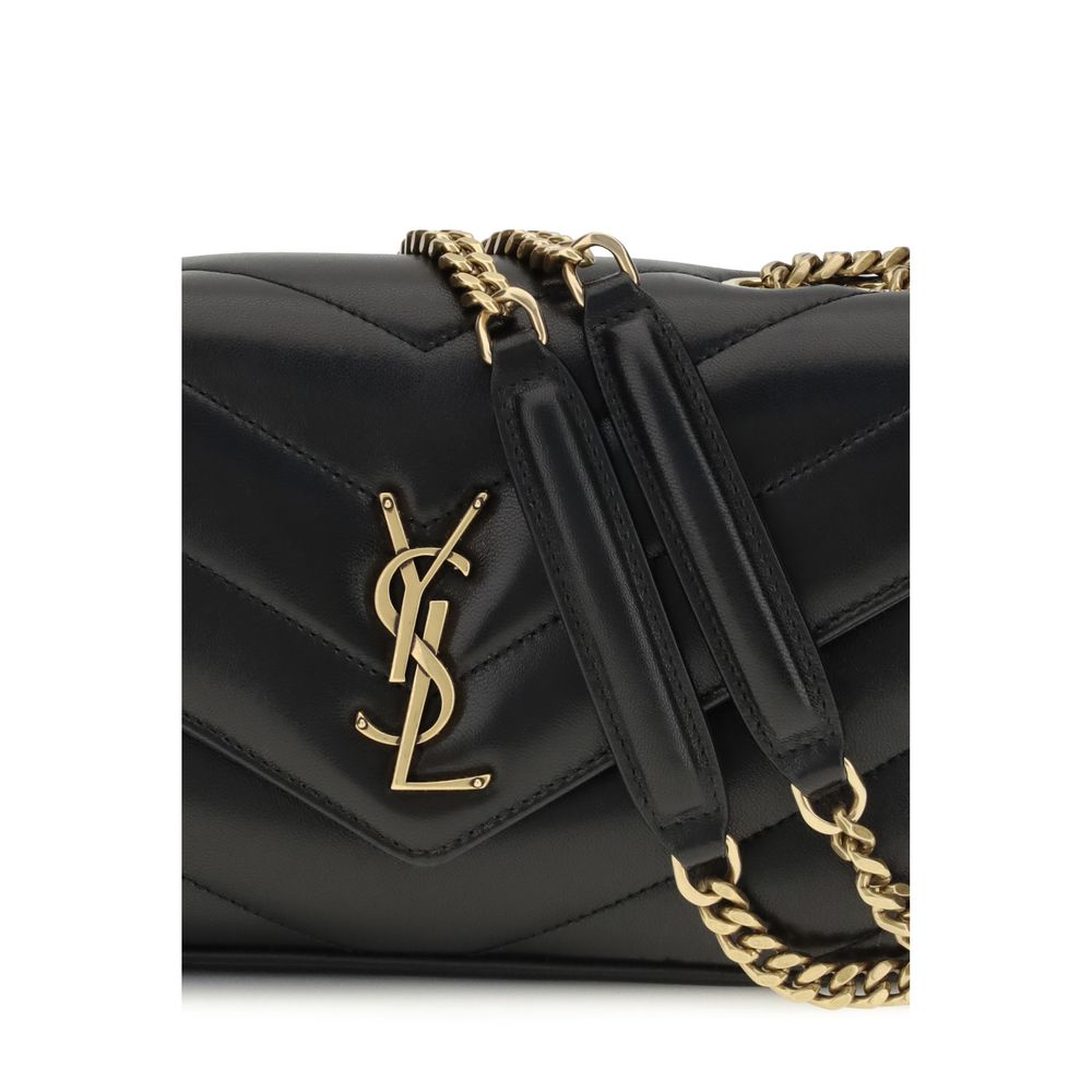 Saint Laurent Schwarze Lammleder Schultertasche Ovis Aries Aries-4