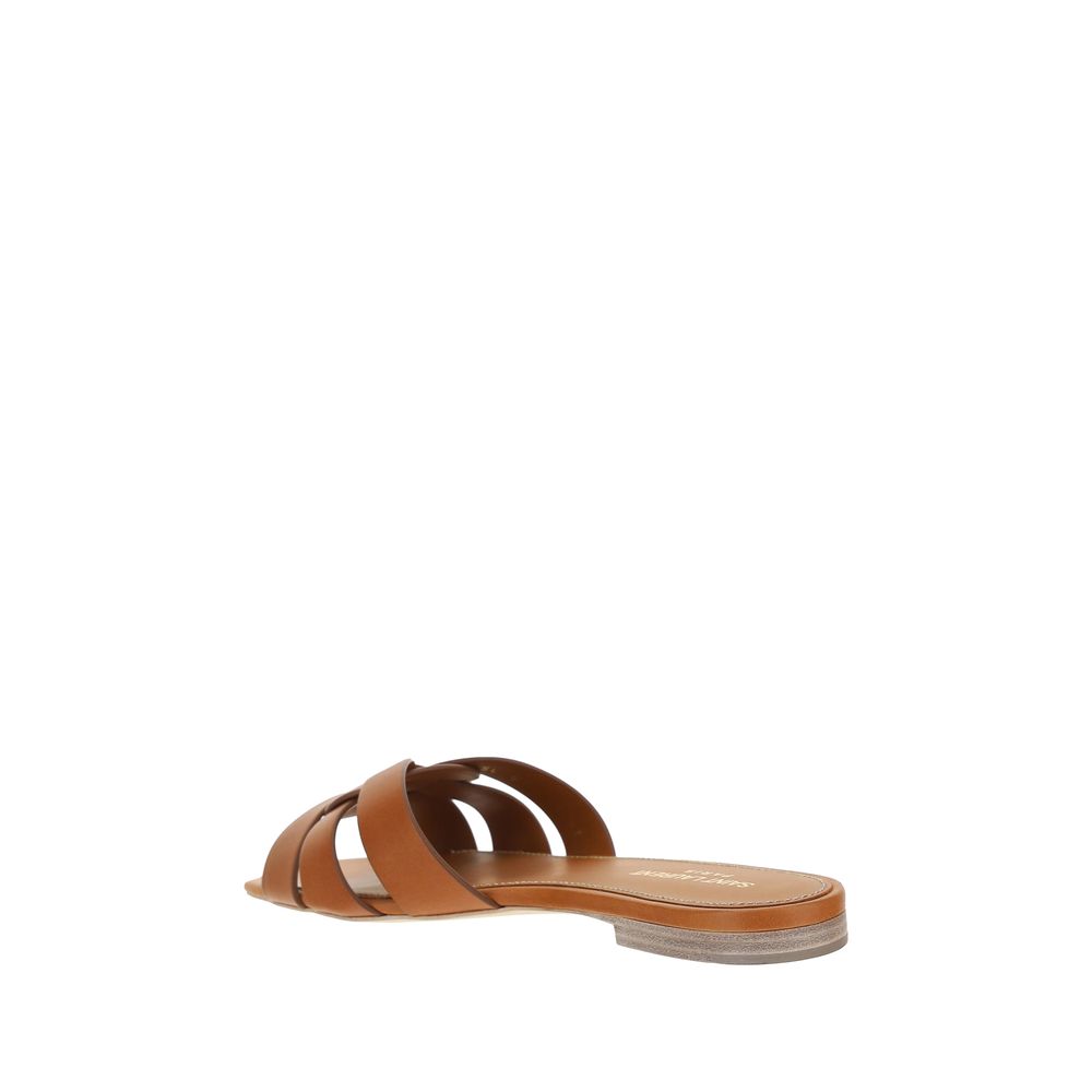 Saint Laurent Brown Calf Leather Bos Taurus Flat Sandals-3