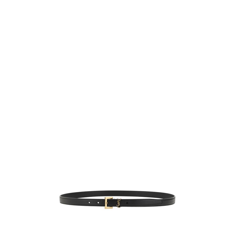 Saint Laurent Schwarzer Kalbsleder Bos Taurus Regular Gürtel-2