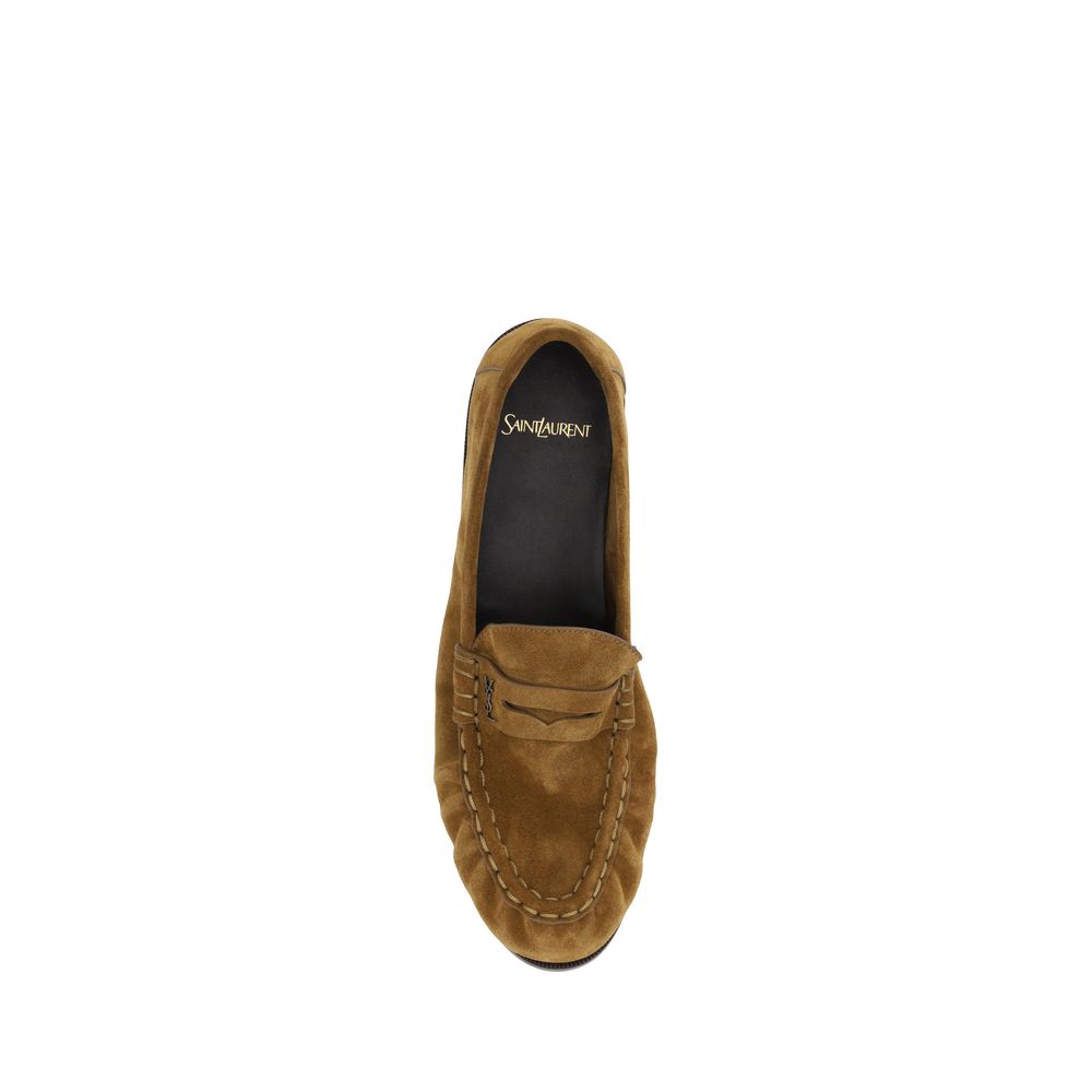 Saint Laurent Brown Calfskin Bos Taurus Slip-On Loafers-4