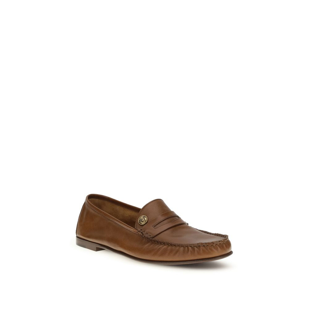 Versace Brown Calfskin Bos Taurus Slipper-Loafers-2