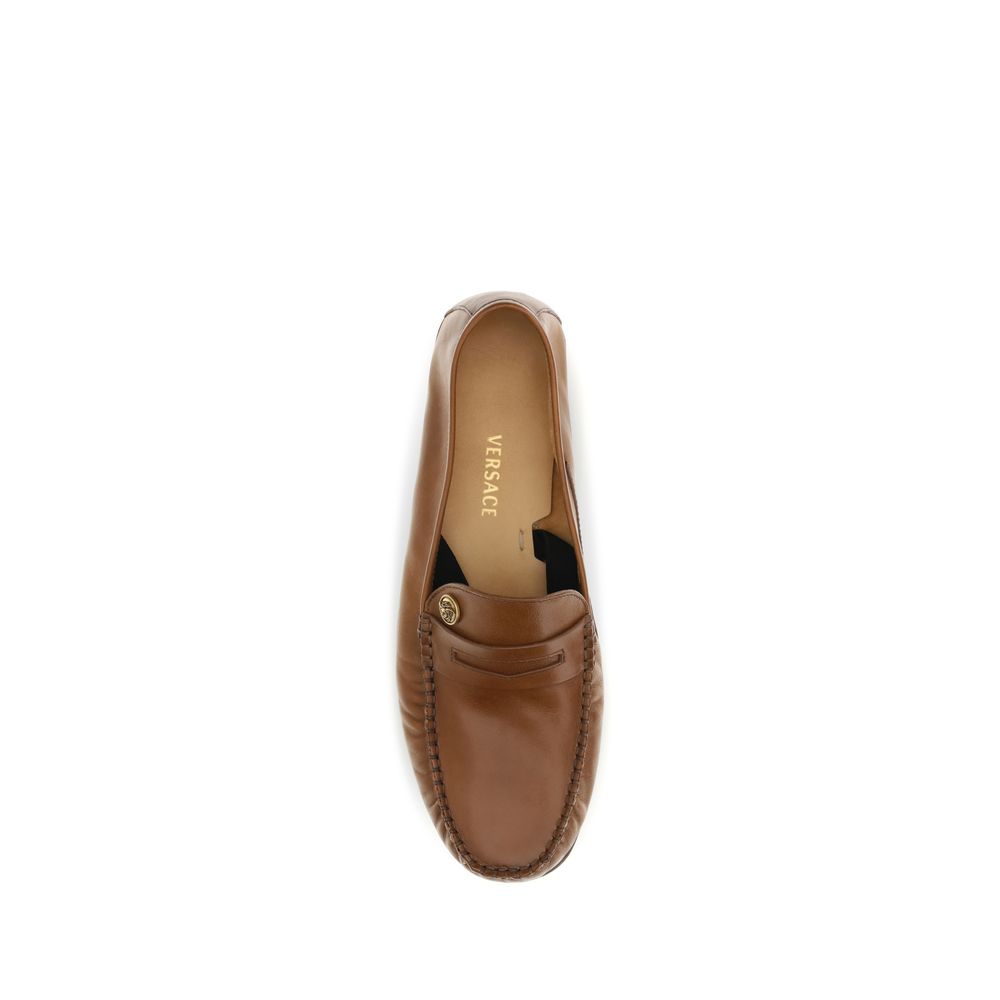 Versace Brown Calfskin Bos Taurus Slipper-Loafers-4