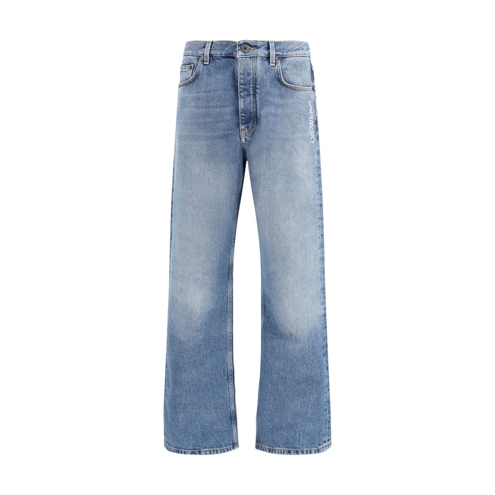 Off-White blue cotton jeans in a relaxed fit