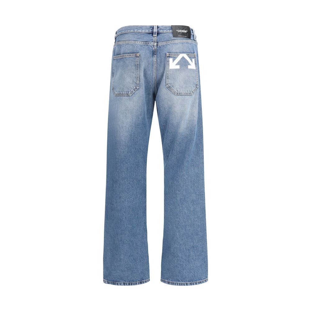 Off-White blue cotton jeans in a relaxed fit-2