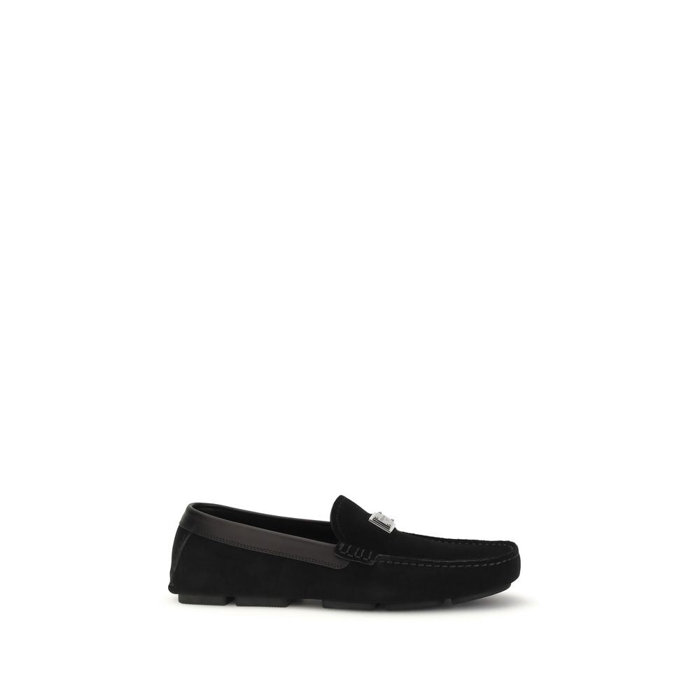 Dolce & Gabbana Schwarze Bos Taurus Kalbsleder Loafer zum Hineinschlüpfen