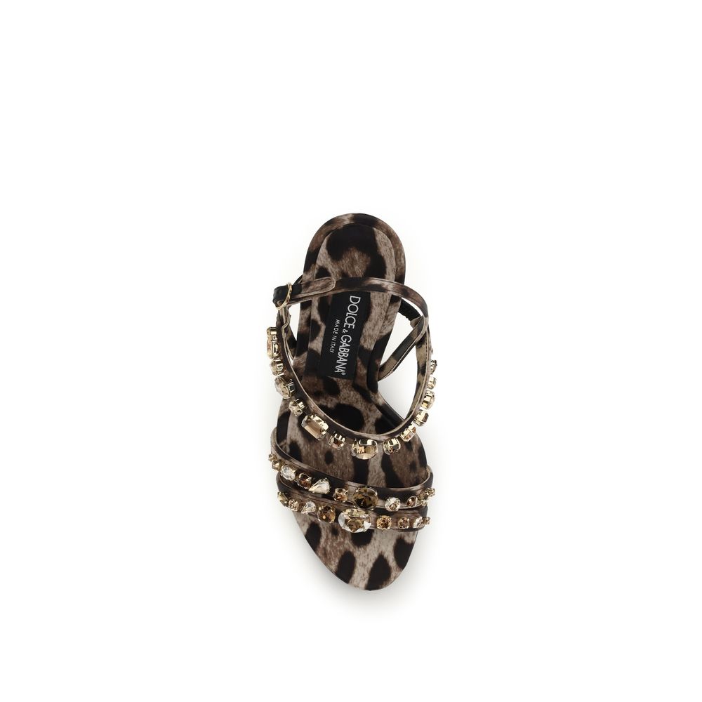 Dolce & Gabbana Brown Fabric Stiletto Sandals-4