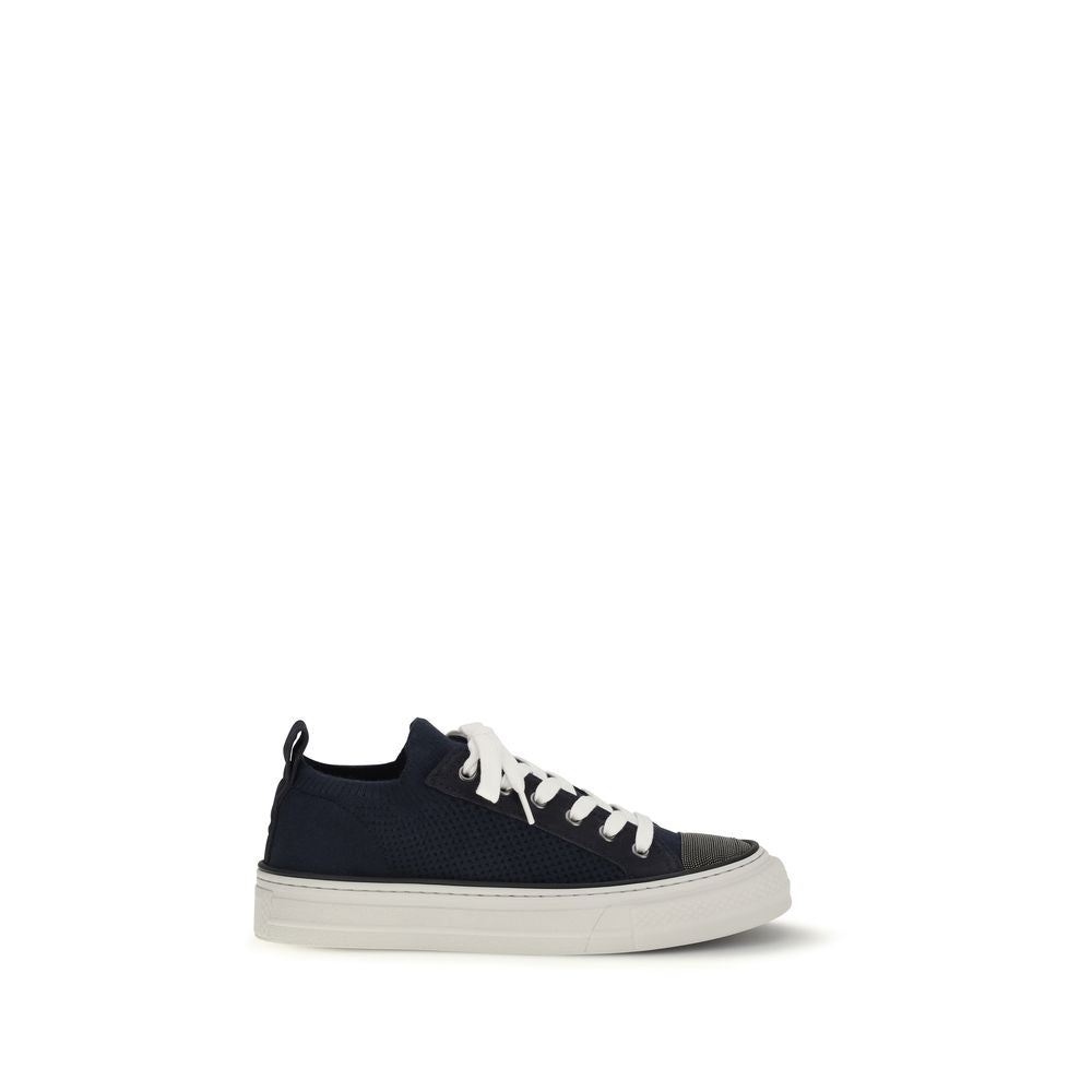 Brunello Cucinelli Schwarze Low-Top-Sneaker aus Baumwolle