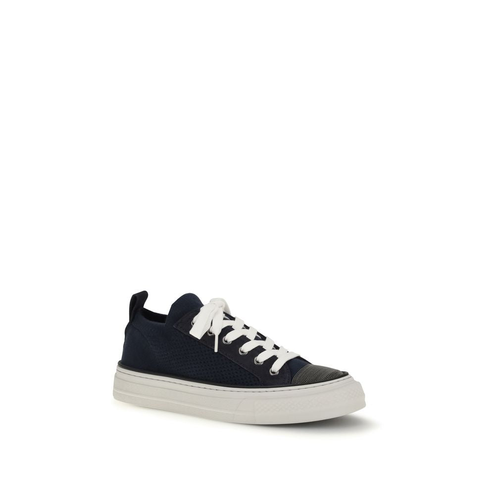 Brunello Cucinelli Black Cotton Low-Top Sneakers-2