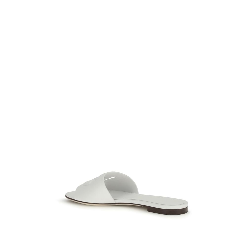 Dolce & Gabbana White Bos Taurus Calfskin Sandals-3