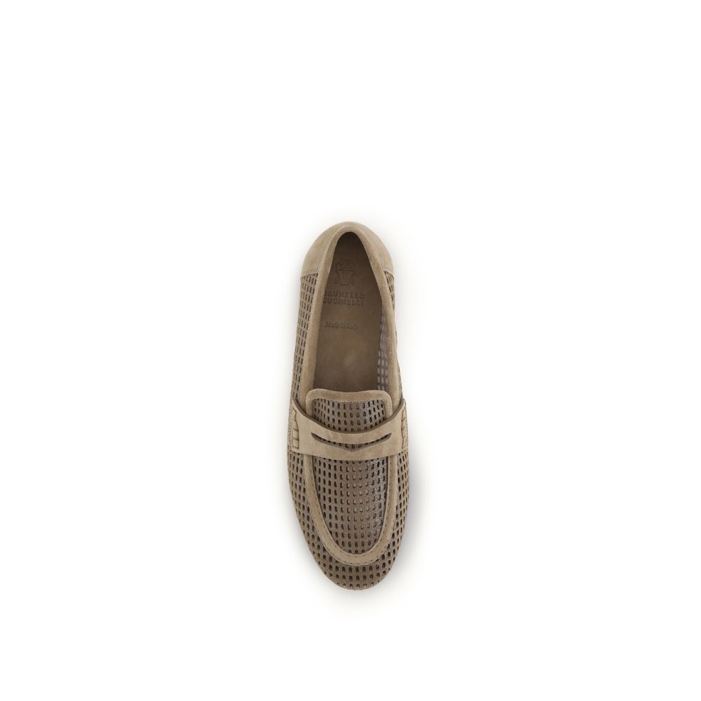 Brunello Cucinelli Beige Kalbsleder Bos Taurus Slipper-Loafer-4