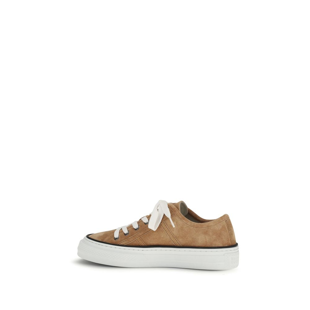 Brunello Cucinelli Beige Calf Leather Bos Taurus Low Top Sneakers-3