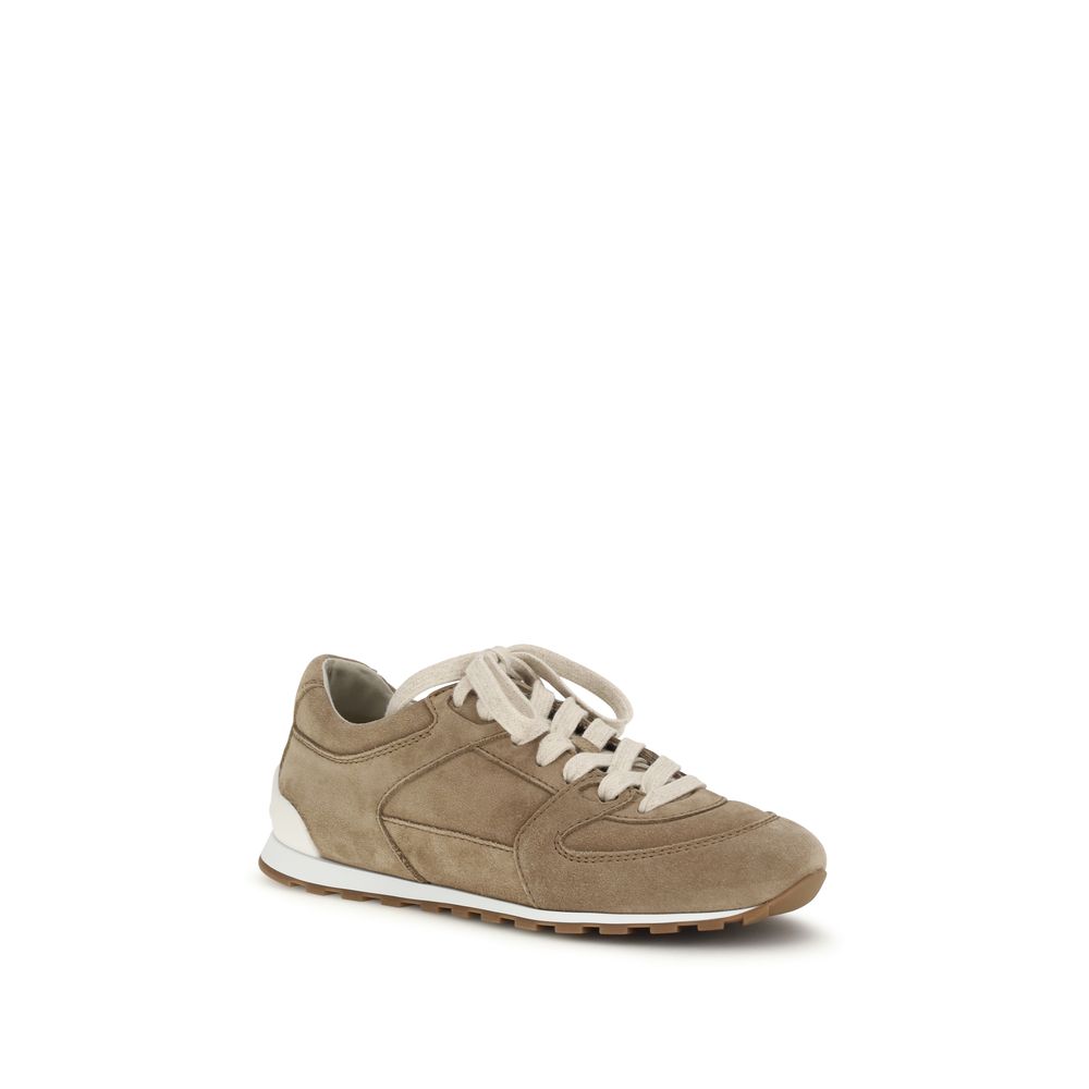 Brunello Cucinelli Beige Calf Leather Bos Taurus Low Top Sneakers-2