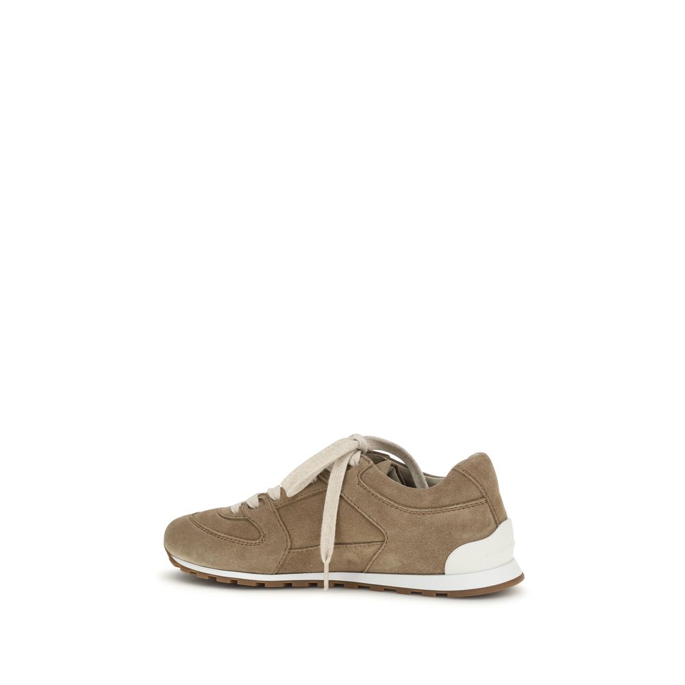 Brunello Cucinelli Beige Calf Leather Bos Taurus Low Top Sneakers-3