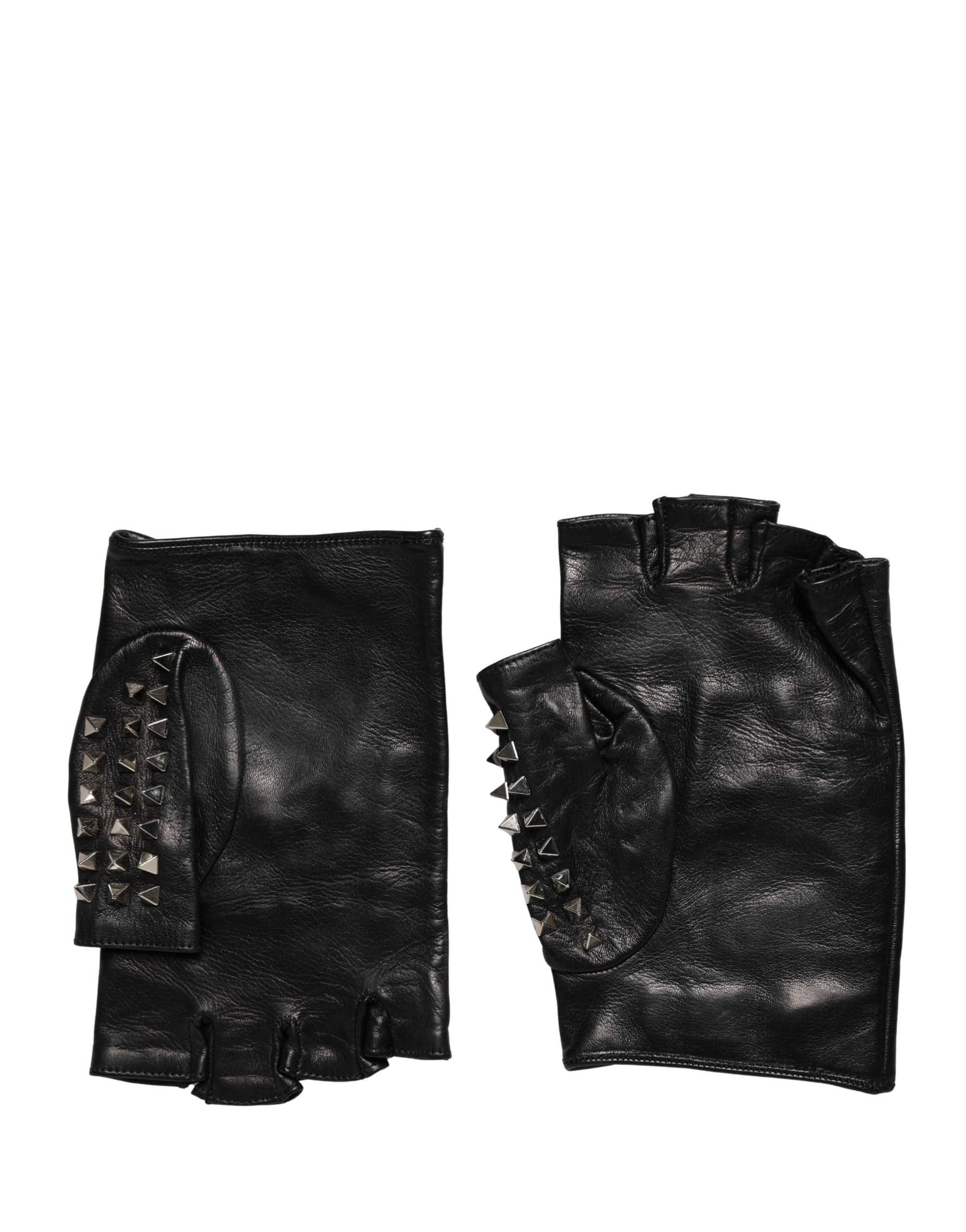 Dolce & Gabbana Women's Black Embroidered Mittens, Wrist Length-3