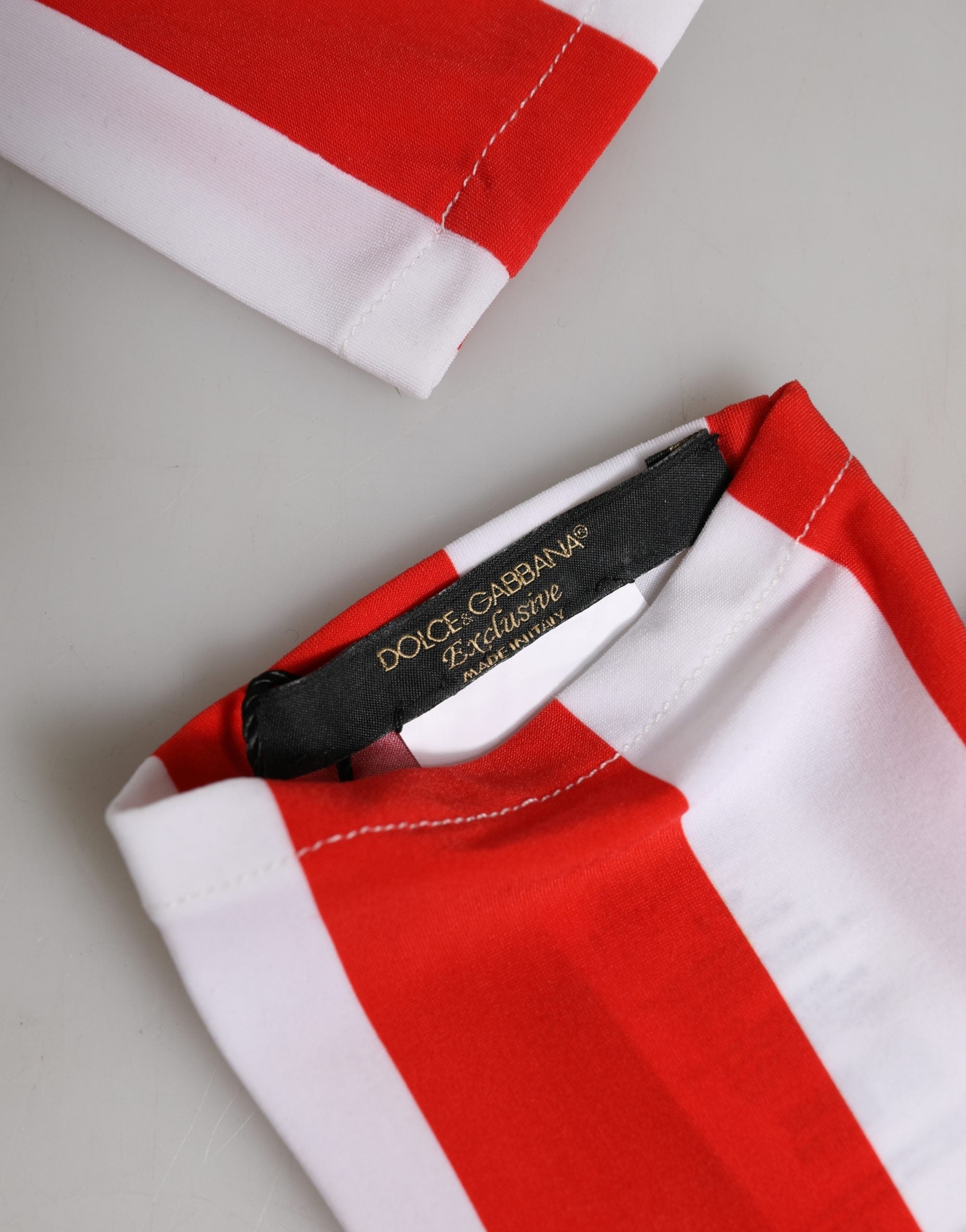 Dolce & Gabbana Red White Stripes Nylon Elbow Length Women Gloves-5