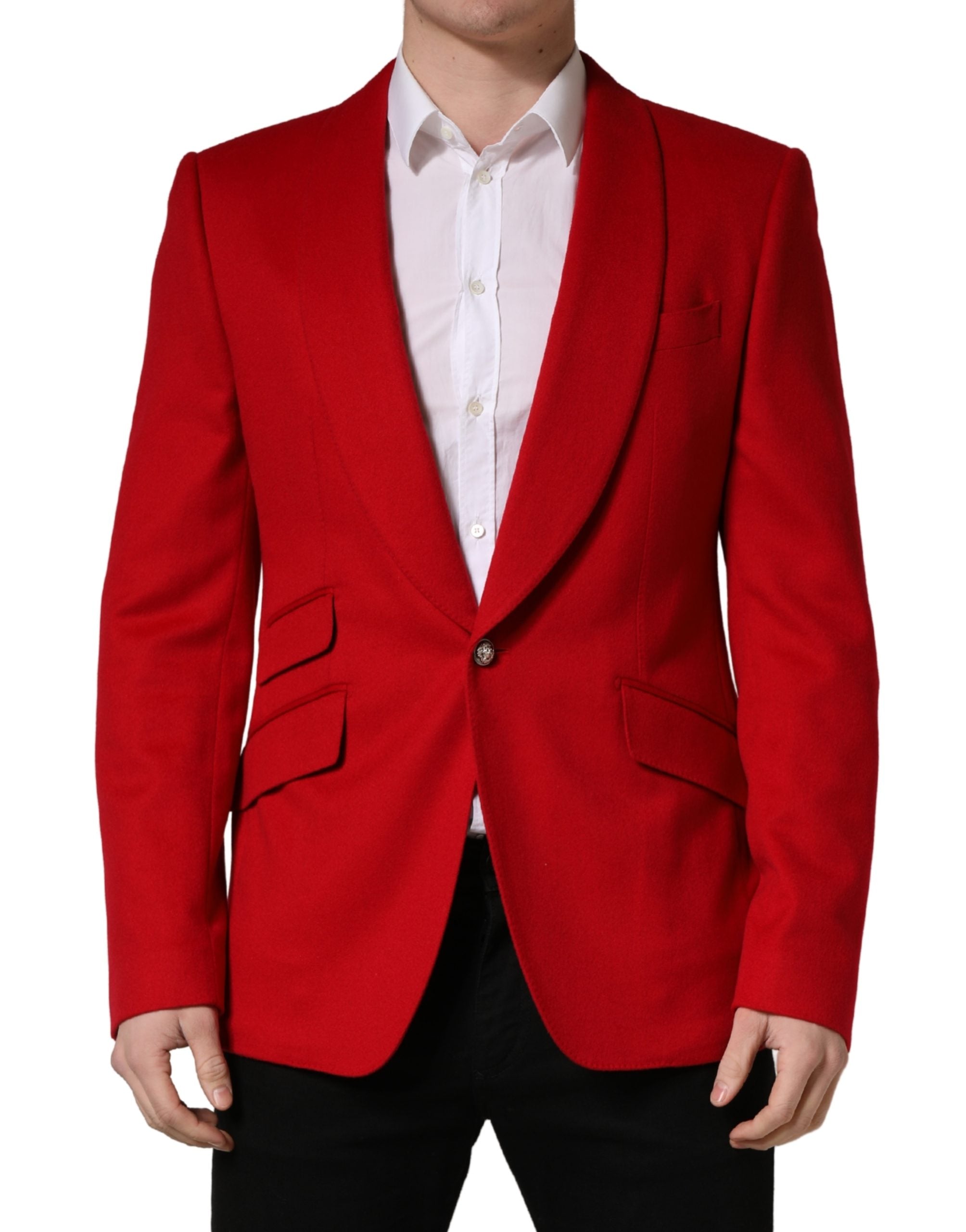 Dolce & Gabbana Red Cashmere One-Button Blazer-1
